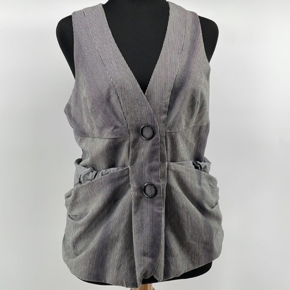 L.A.M.B. Gwen Stefani Vest button up y2k striped pattern